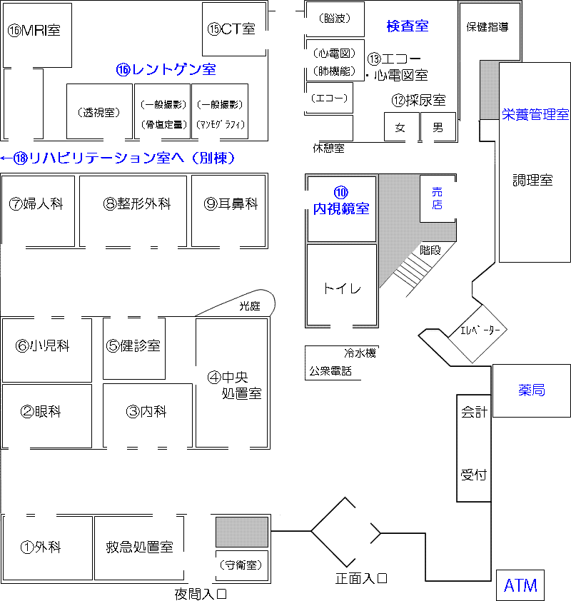 病院1階見取り図